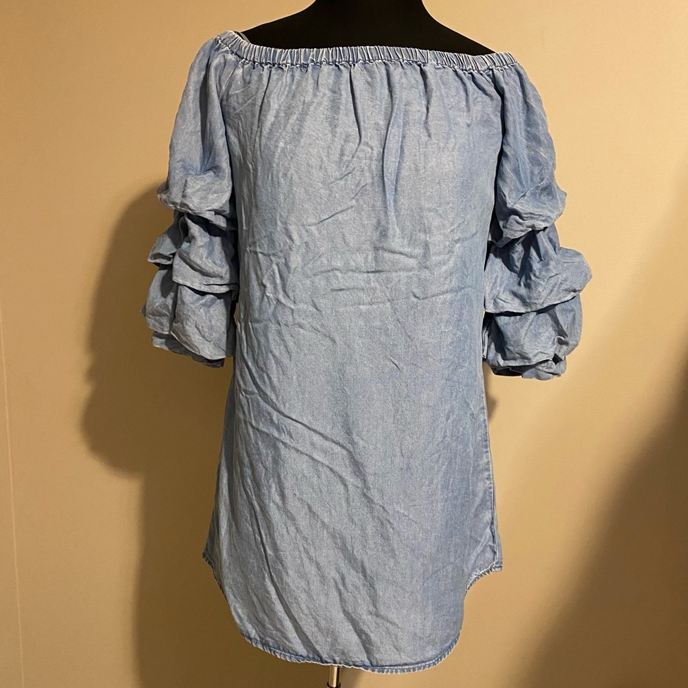 Blue Rain tiered sleeve denim mini dress size M